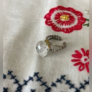 Beautiful pear shaped diamond-like multi-colored adjustable-sized ring